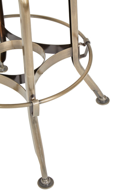 Cannes Brass Ash Wood Adjustable Bar Stool