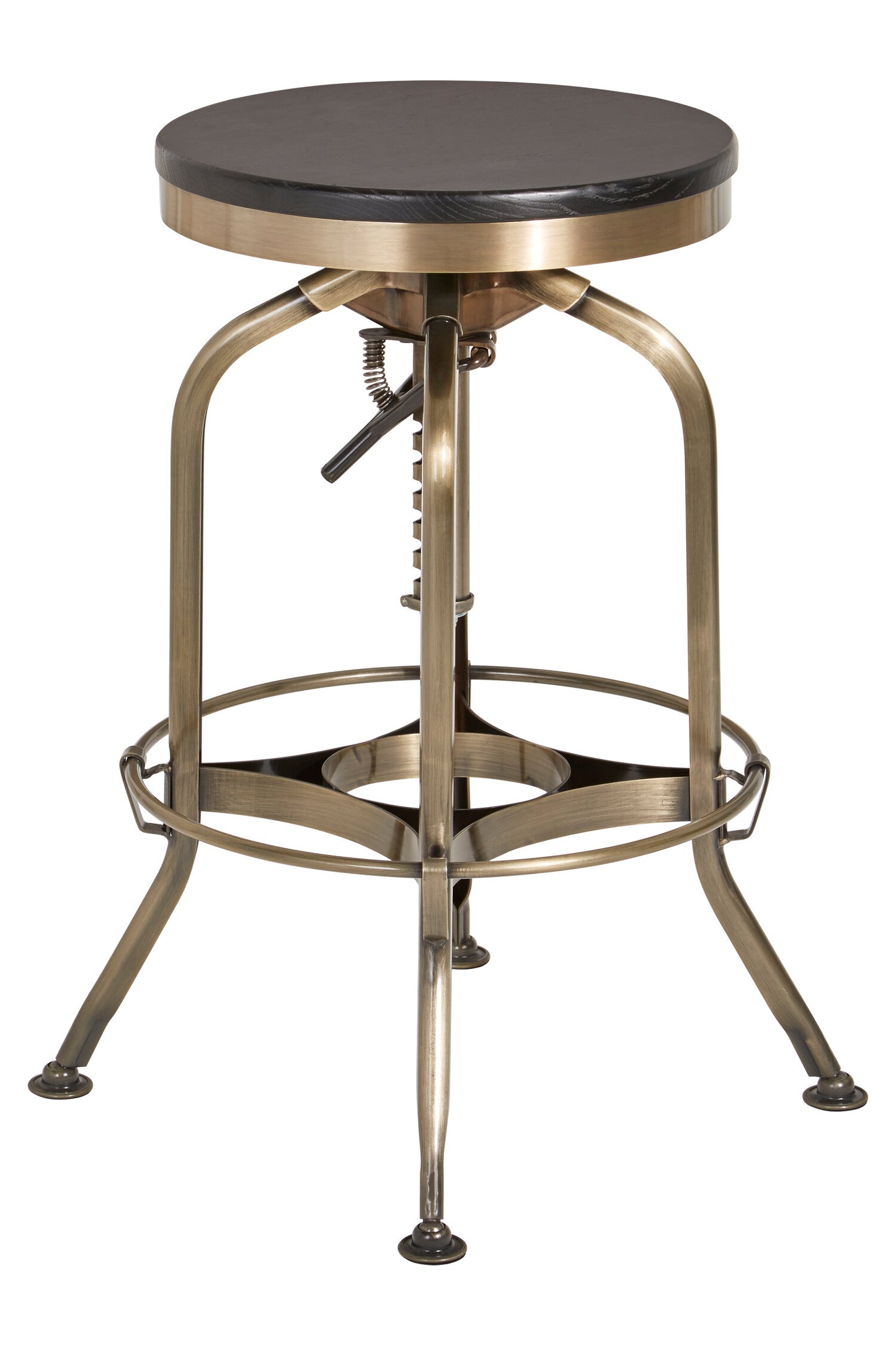 Cannes Brass Ash Wood Adjustable Bar Stool