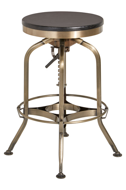Cannes Brass Ash Wood Adjustable Bar Stool