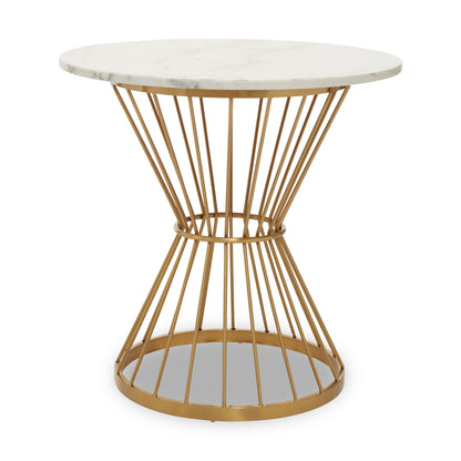 St Tropez Hourglass Dining Table with White Marble and Gold Base
