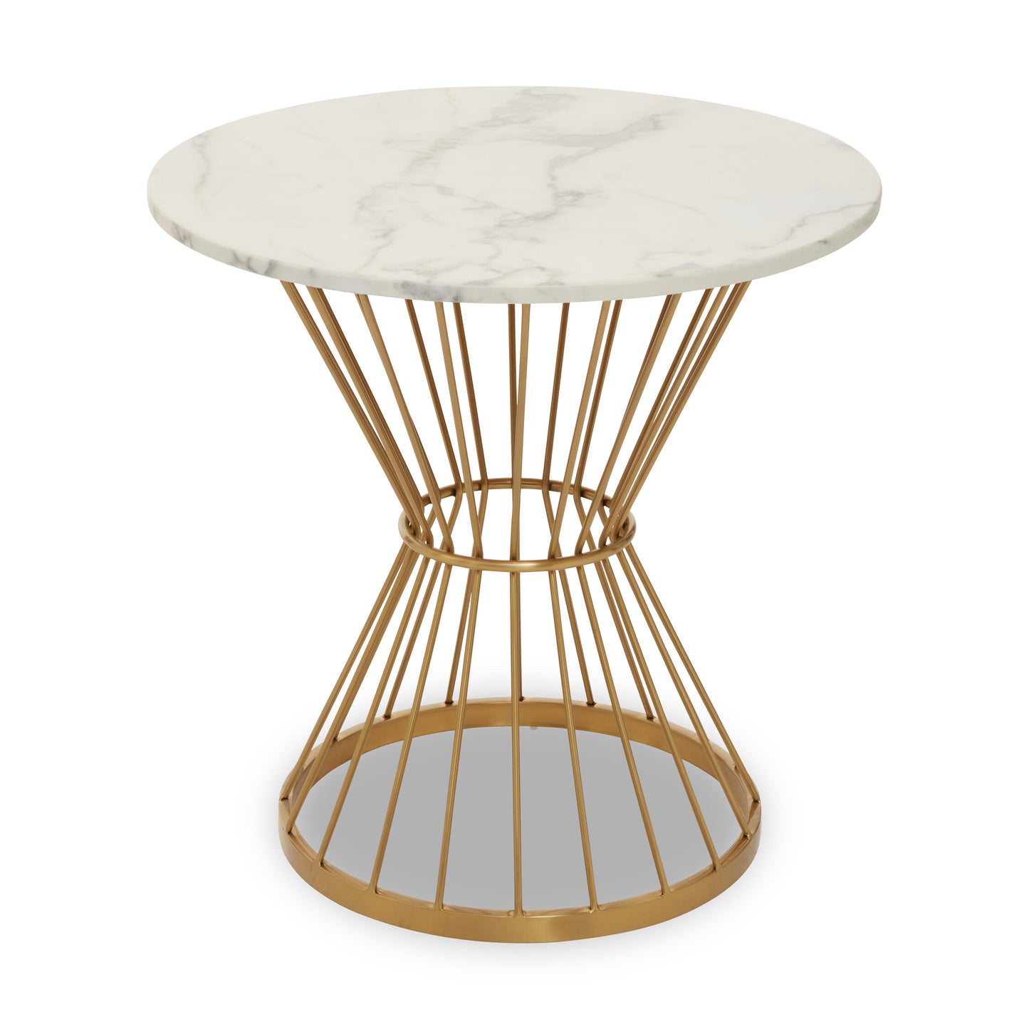 St Tropez Hourglass Dining Table with White Marble and Gold Base