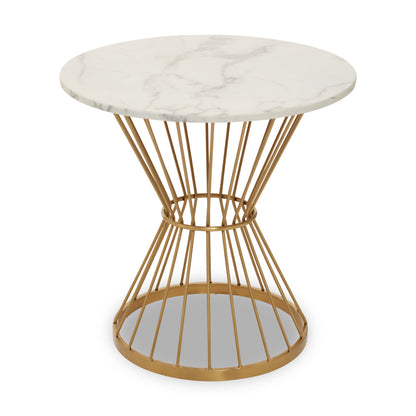 St Tropez Hourglass Dining Table with White Marble and Gold Base