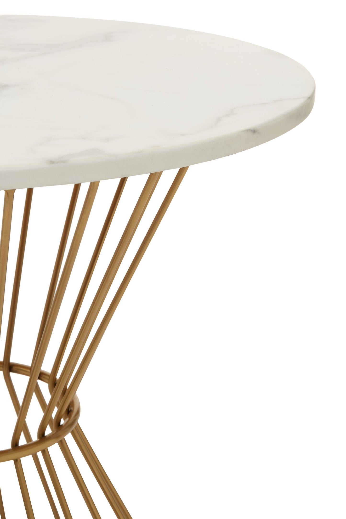 St Tropez Hourglass Dining Table with White Marble and Gold Base