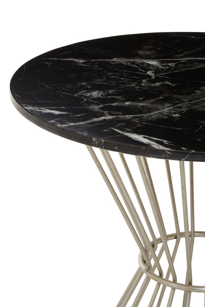 St Tropez Hourglass Dining Table with Black Marble and Silver Base