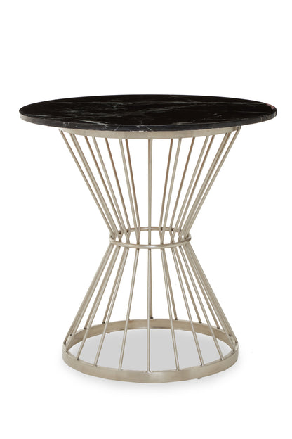 St Tropez Hourglass Dining Table with Black Marble and Silver Base