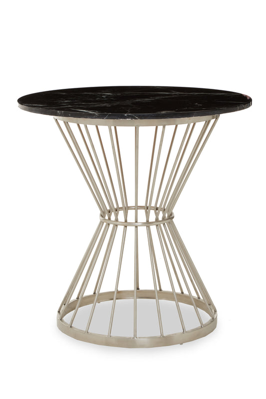 St Tropez Hourglass Dining Table with Black Marble and Silver Base