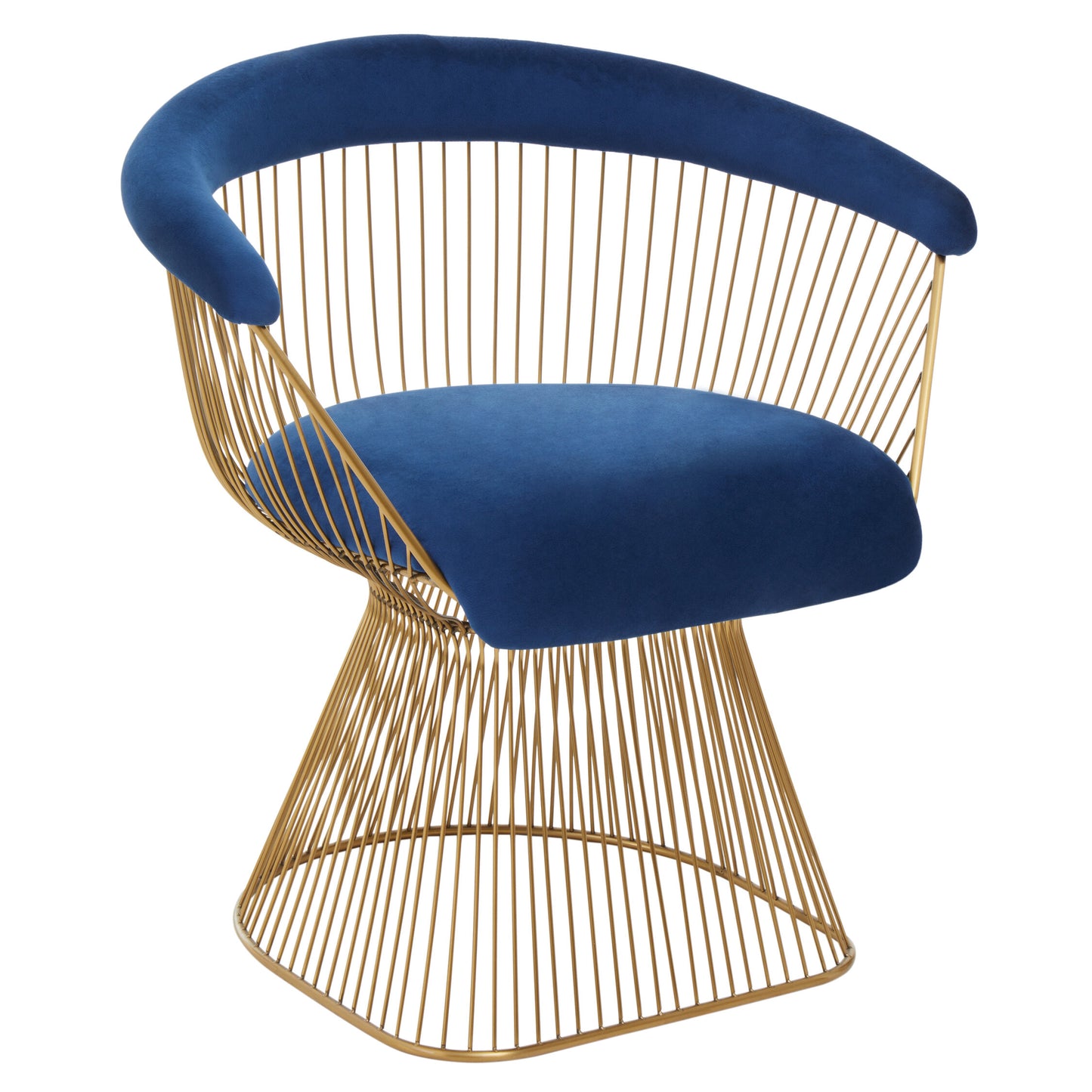 St Tropez Navy Blue Velvet And Brushed Gold Accent Chair
