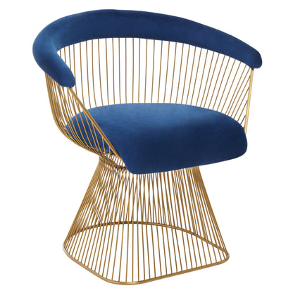 St Tropez Navy Blue Velvet And Brushed Gold Accent Chair