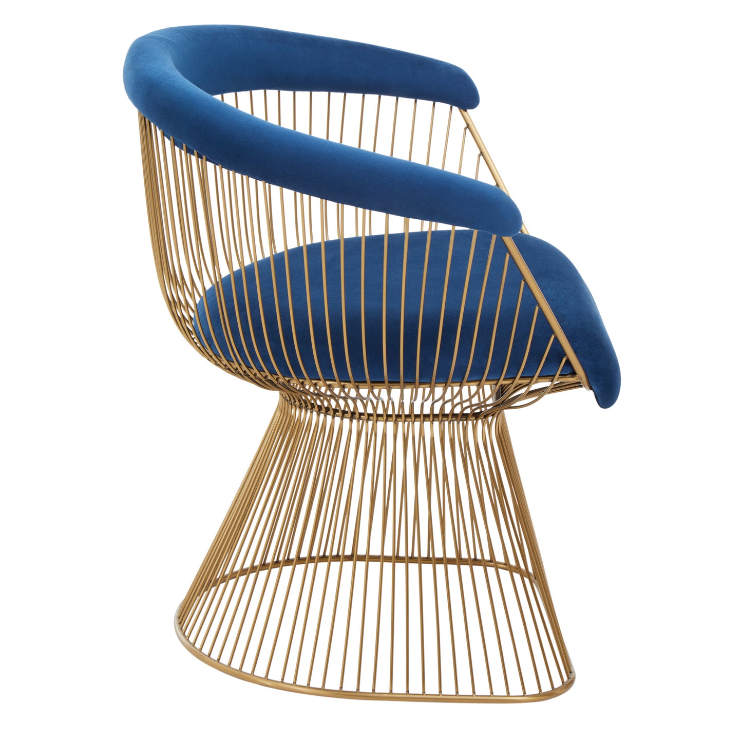St Tropez Navy Blue Velvet And Brushed Gold Accent Chair