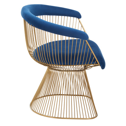 St Tropez Navy Blue Velvet And Brushed Gold Accent Chair
