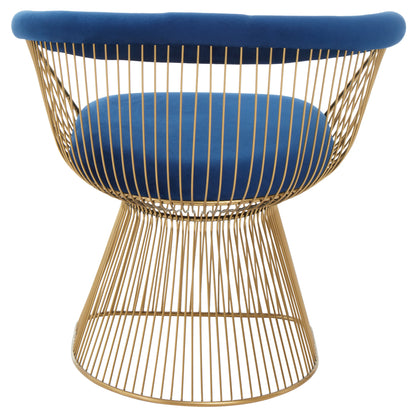 St Tropez Navy Blue Velvet And Brushed Gold Accent Chair