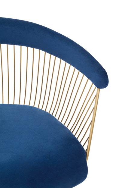 St Tropez Navy Blue Velvet And Brushed Gold Accent Chair