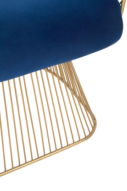 St Tropez Navy Blue Velvet And Brushed Gold Accent Chair