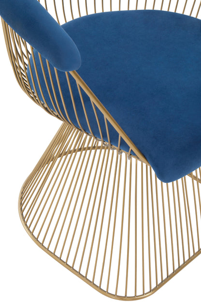 St Tropez Navy Blue Velvet And Brushed Gold Accent Chair
