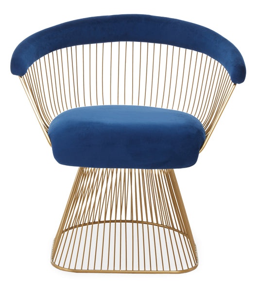 St Tropez Navy Blue Velvet And Brushed Gold Accent Chair