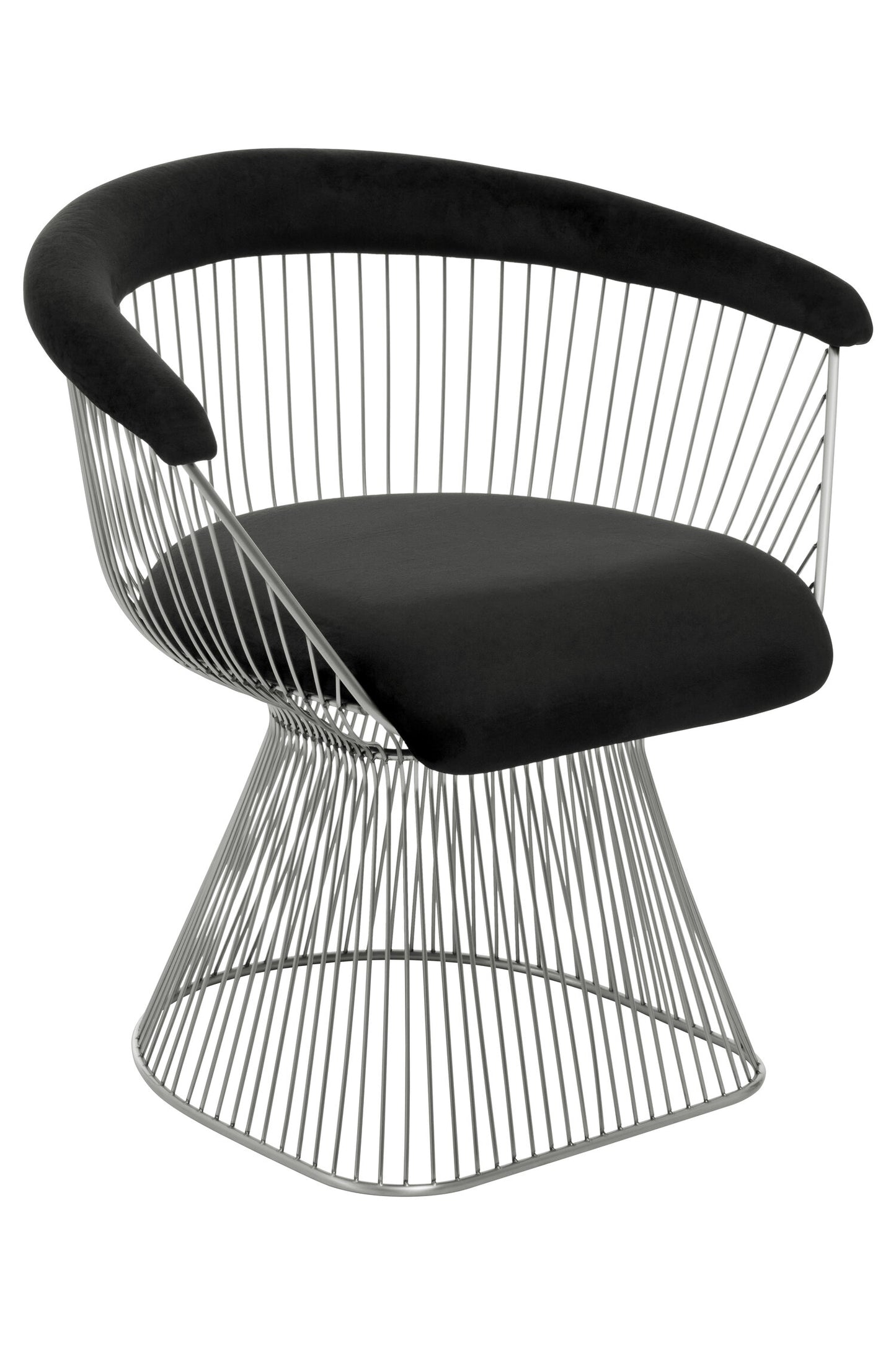 St Tropez Black Velvet And Brushed Silver Accent Chair