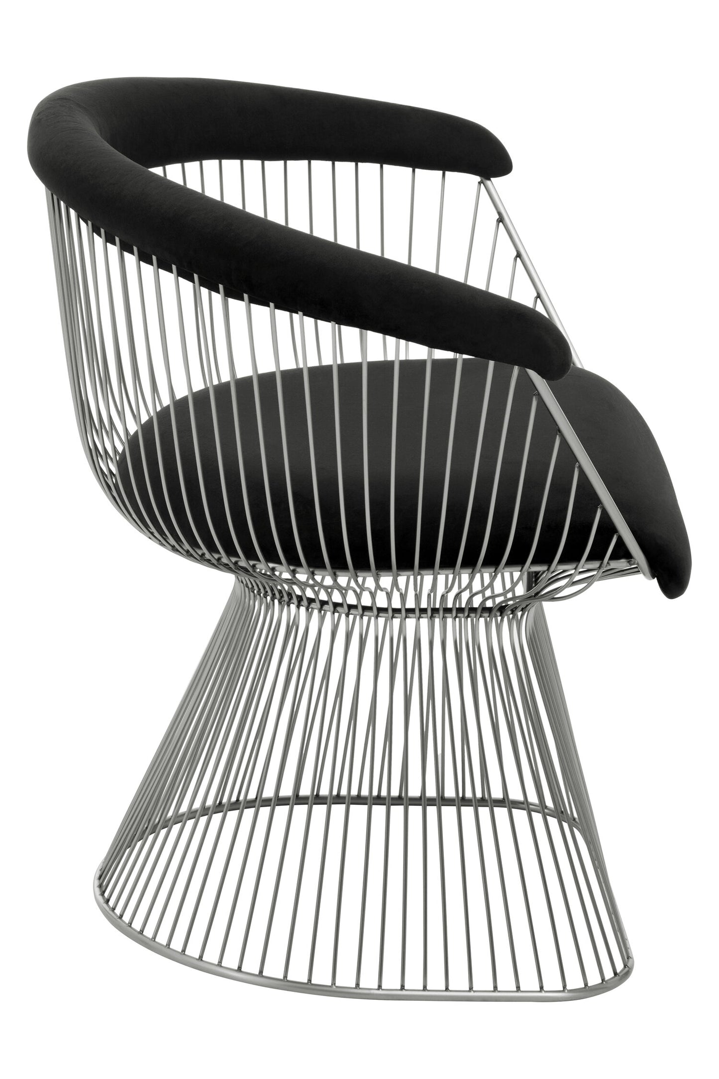 St Tropez Black Velvet And Brushed Silver Accent Chair