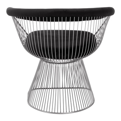 St Tropez Black Velvet And Brushed Silver Accent Chair