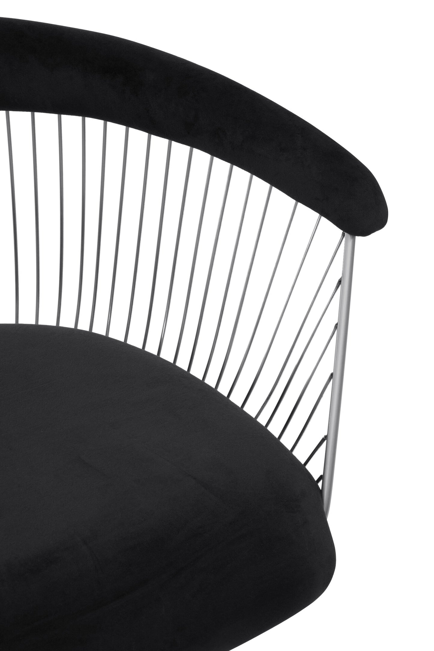 St Tropez Black Velvet And Brushed Silver Accent Chair