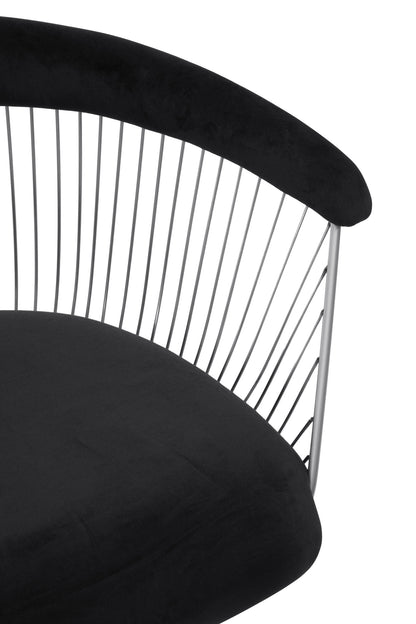 St Tropez Black Velvet And Brushed Silver Accent Chair