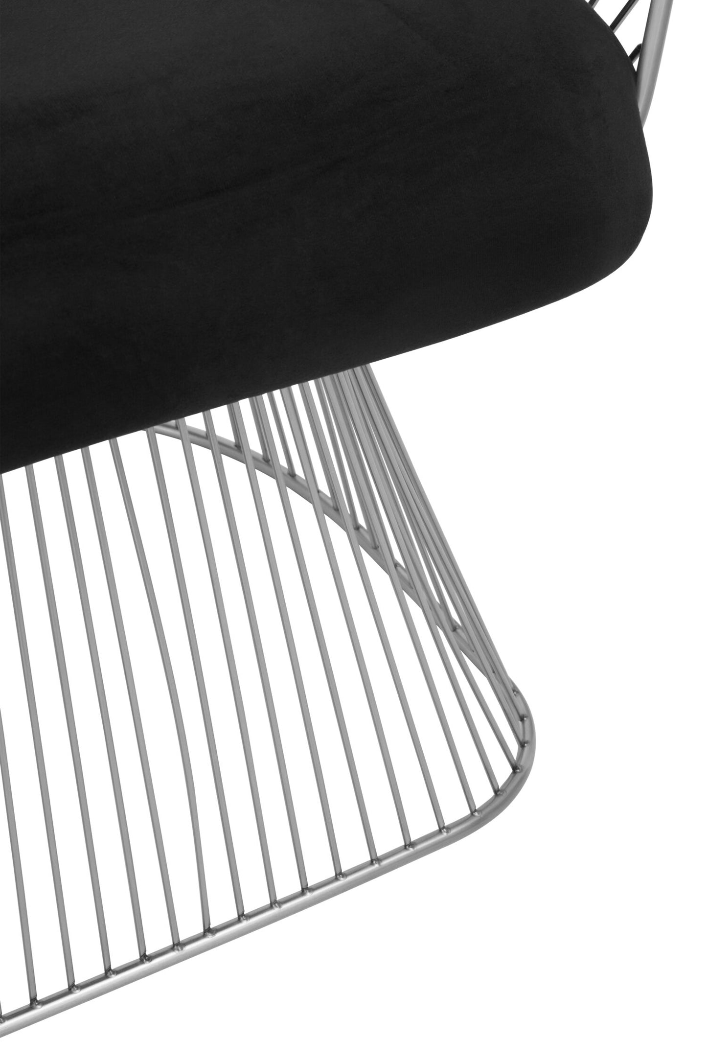 St Tropez Black Velvet And Brushed Silver Accent Chair