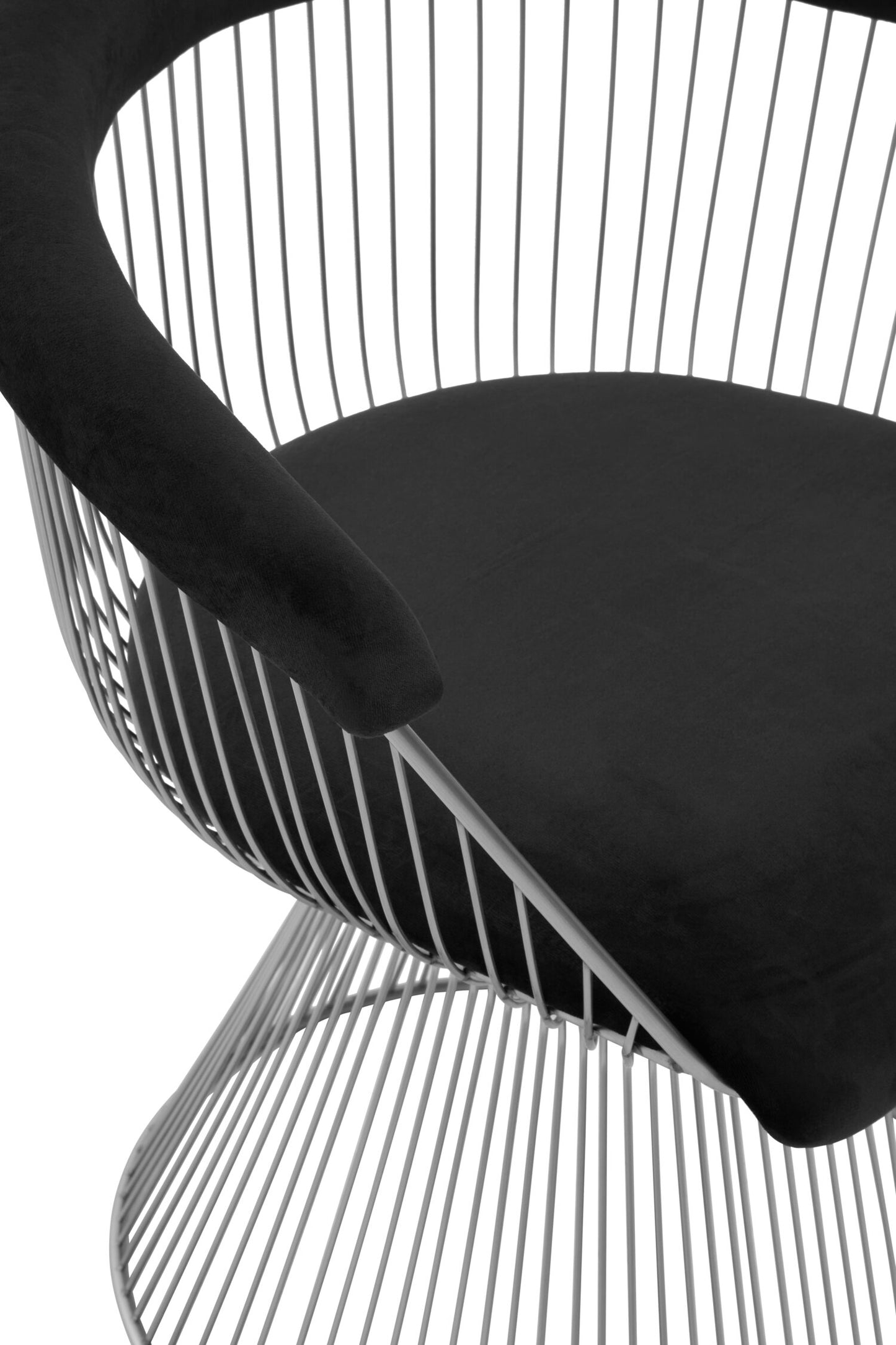 St Tropez Black Velvet And Brushed Silver Accent Chair