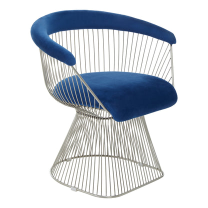 St Tropez Navy Blue Velvet And Brushed Silver Accent Chair