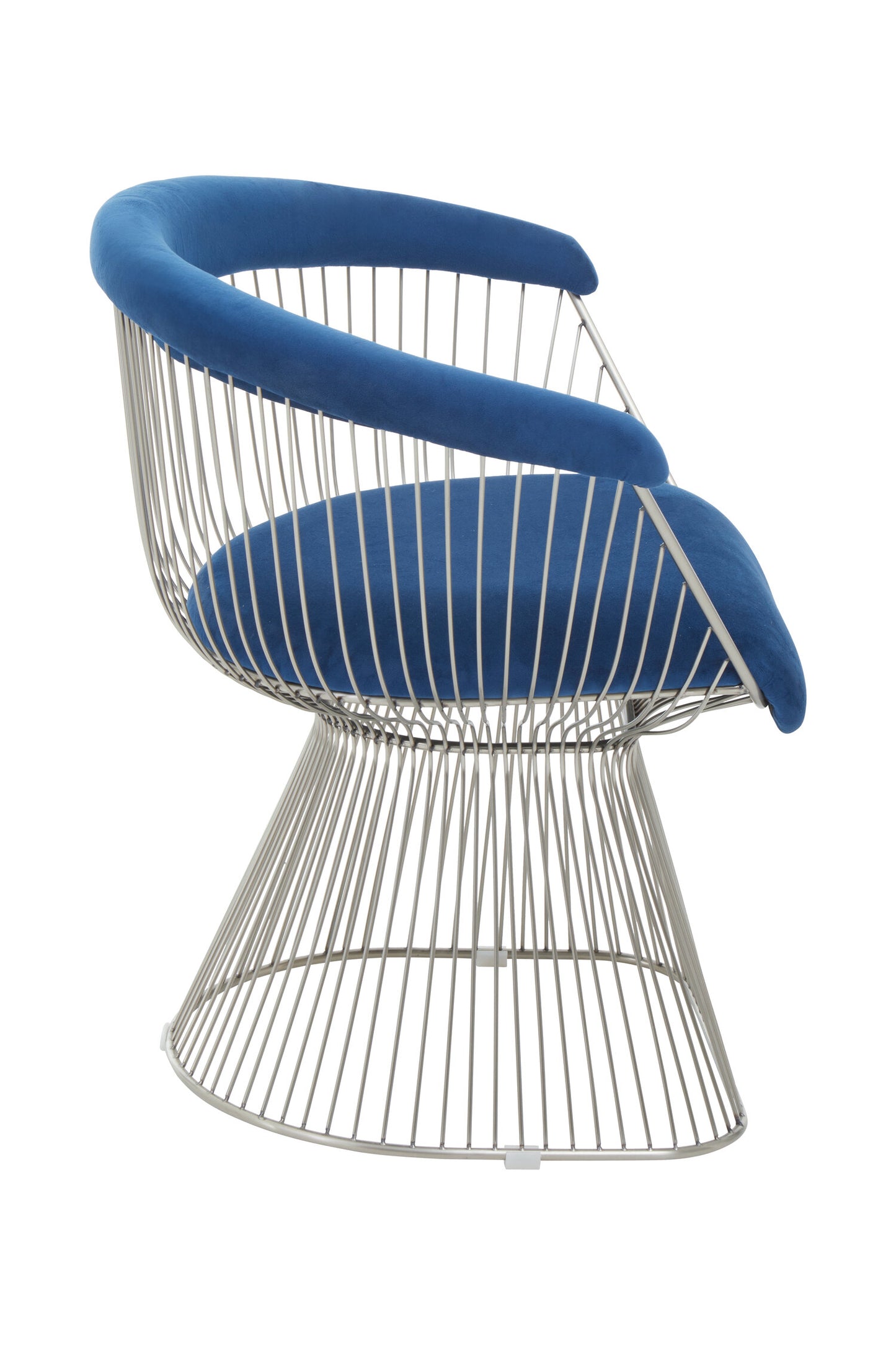 St Tropez Navy Blue Velvet And Brushed Silver Accent Chair