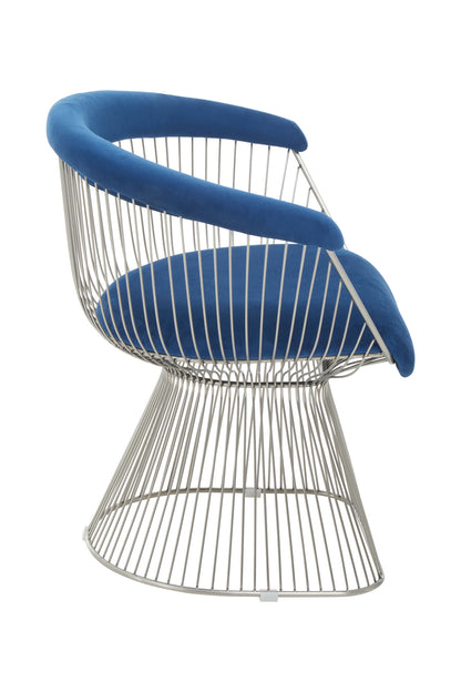 St Tropez Navy Blue Velvet And Brushed Silver Accent Chair