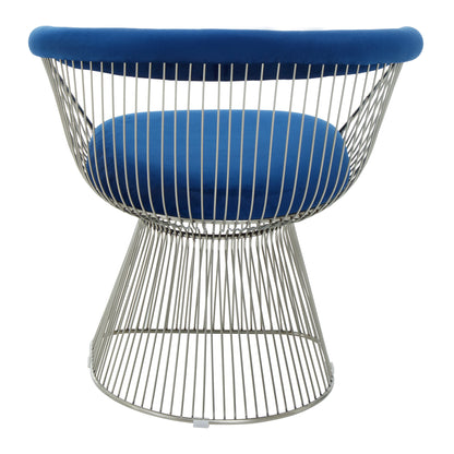 St Tropez Navy Blue Velvet And Brushed Silver Accent Chair