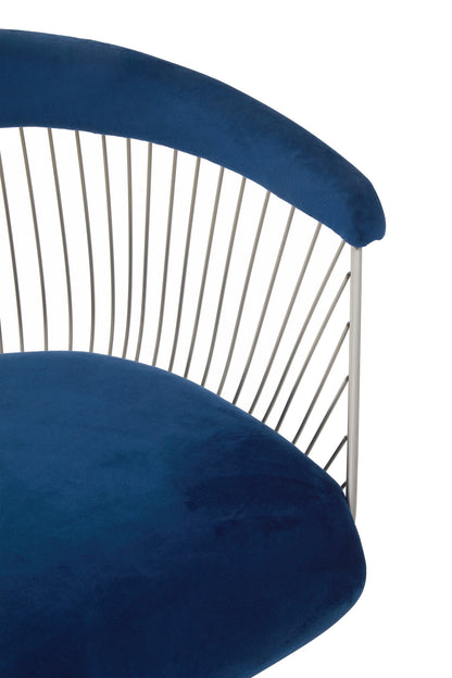 St Tropez Navy Blue Velvet And Brushed Silver Accent Chair