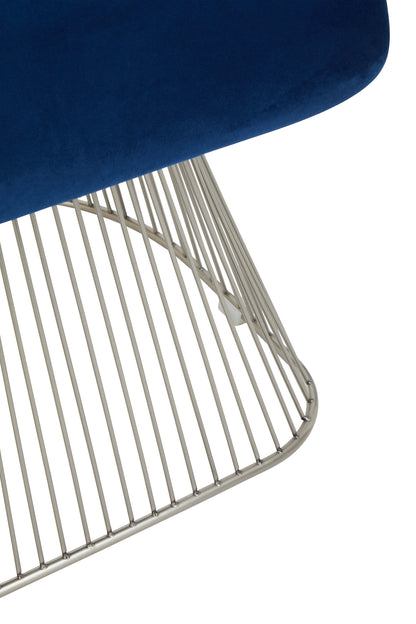 St Tropez Navy Blue Velvet And Brushed Silver Accent Chair
