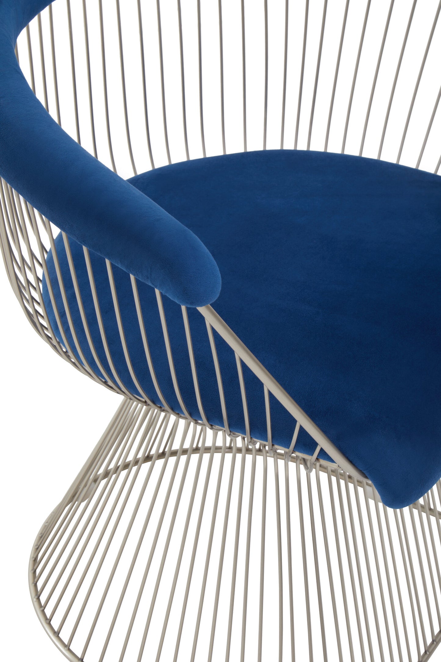 St Tropez Navy Blue Velvet And Brushed Silver Accent Chair
