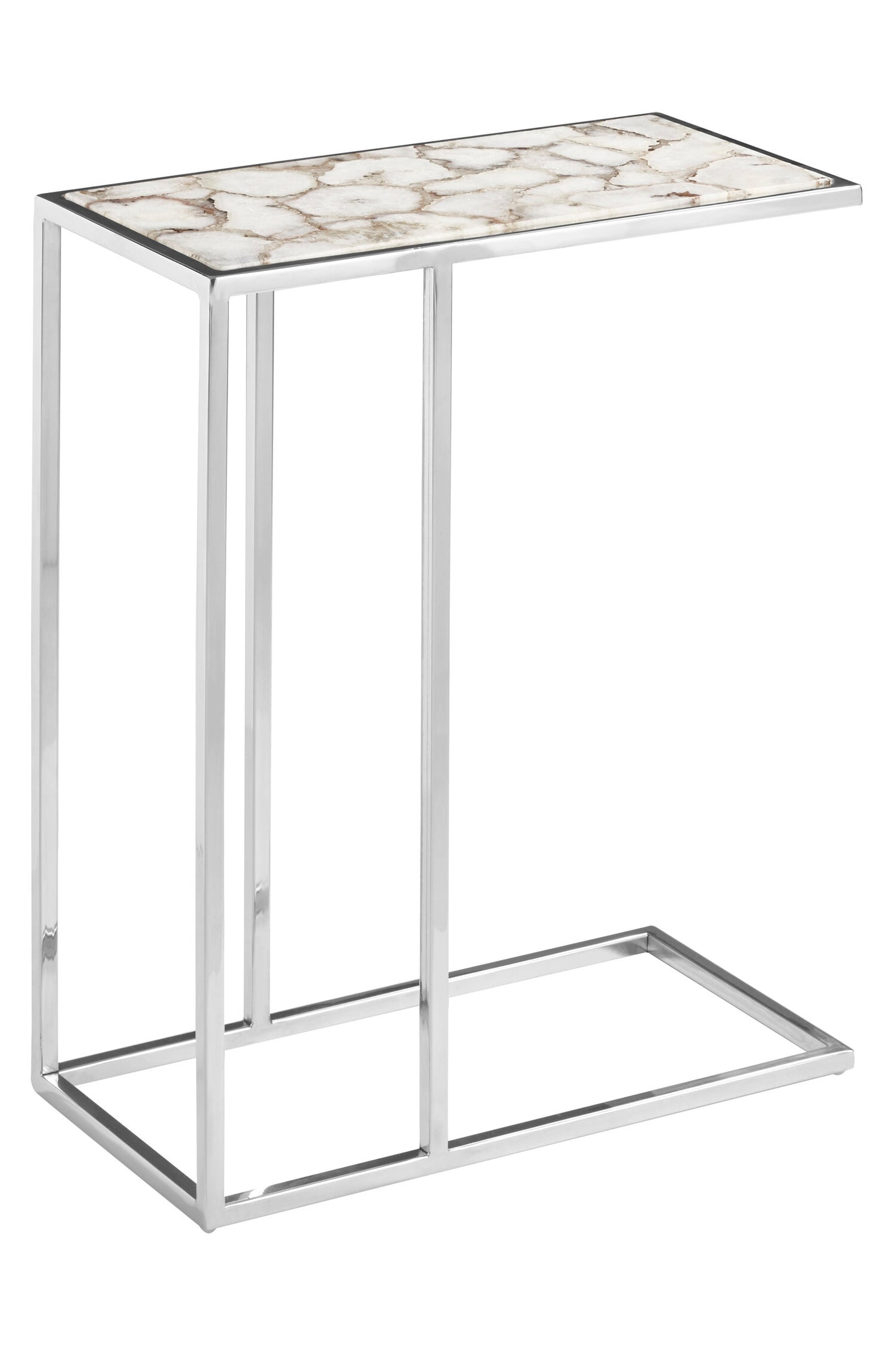 Helena Luxe White Agate and Silver Side Table