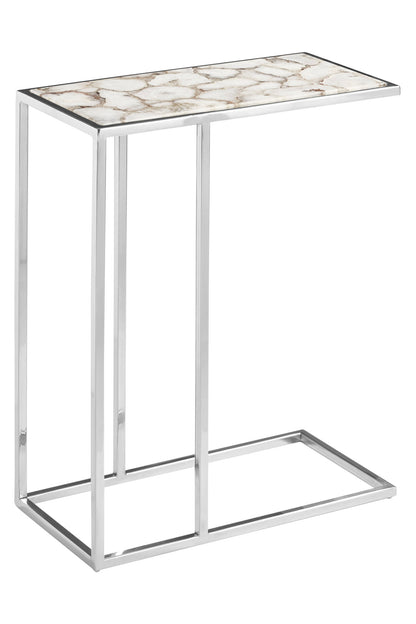 Helena Luxe White Agate and Silver Side Table
