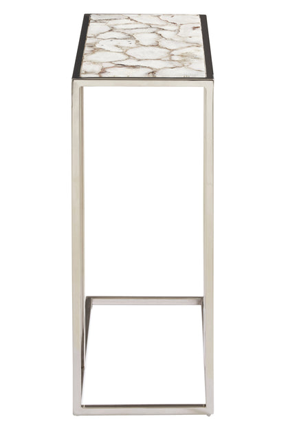 Helena Luxe White Agate and Silver Side Table | Bali & Blue