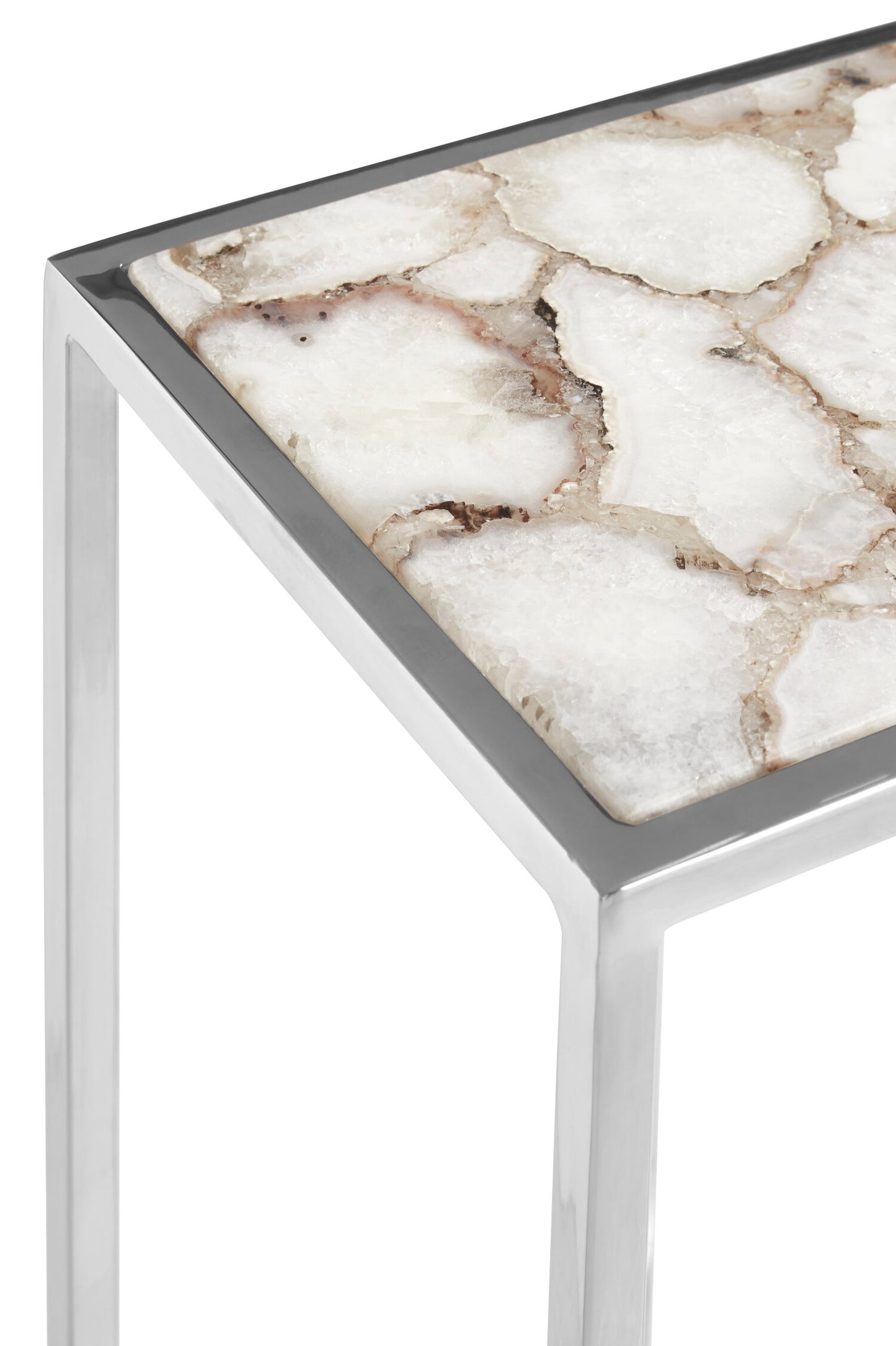 Helena Luxe White Agate and Silver Side Table