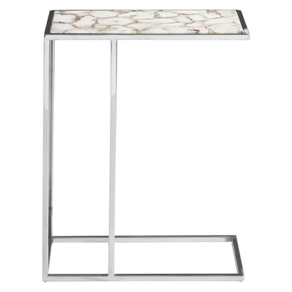 Helena Luxe White Agate and Silver Side Table