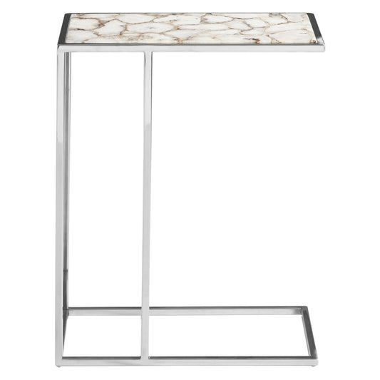 Helena Luxe White Agate and Silver Side Table