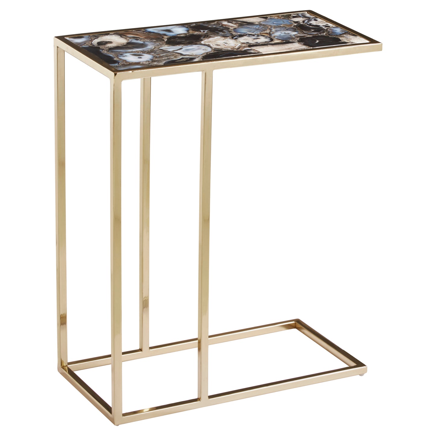 Helena Industrial Black Agate and Gold Side Table