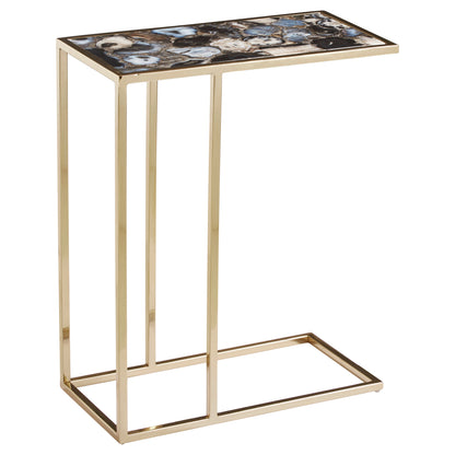 Helena Industrial Black Agate and Gold Side Table