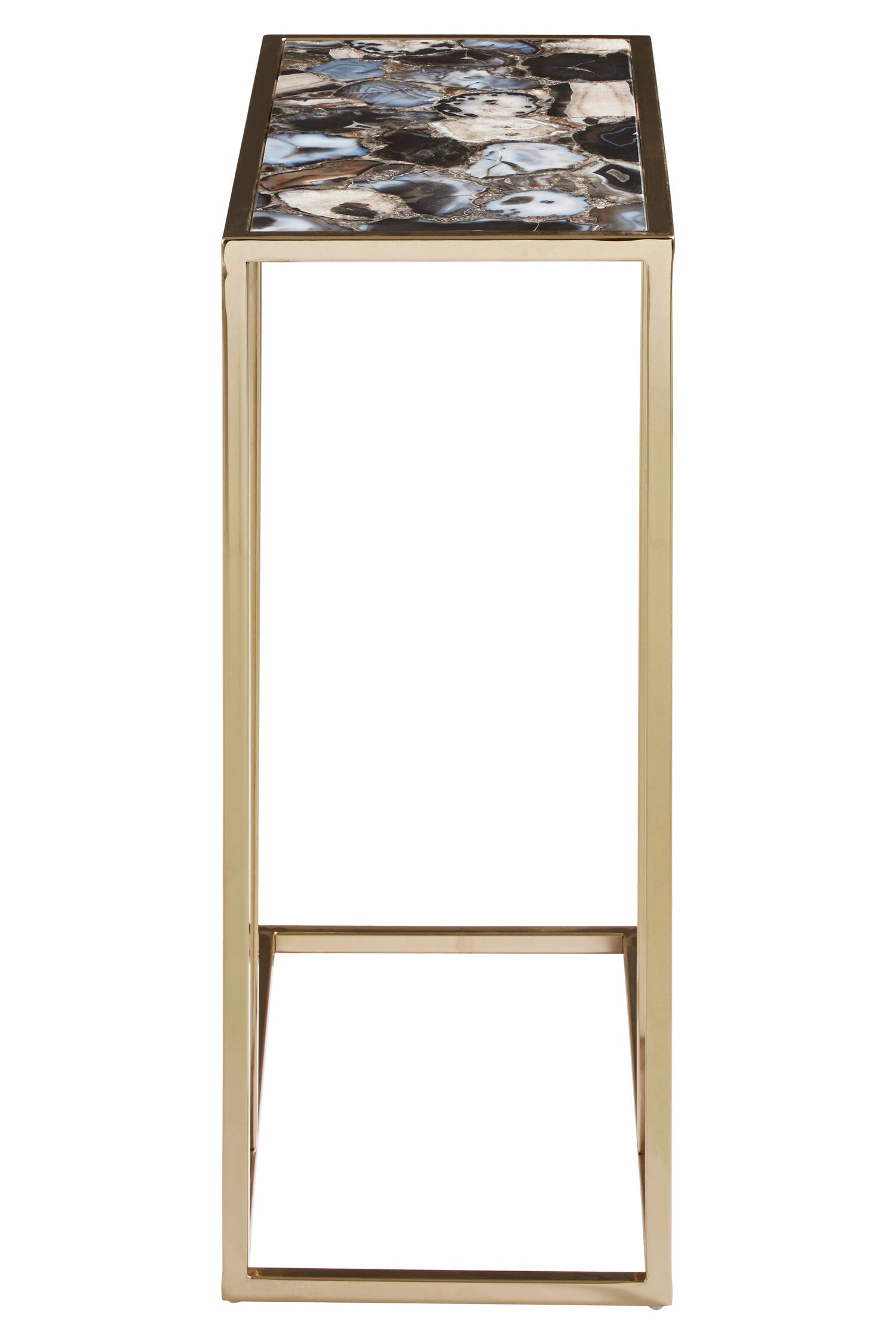 Helena Industrial Black Agate and Gold Side Table | Bali & Blue