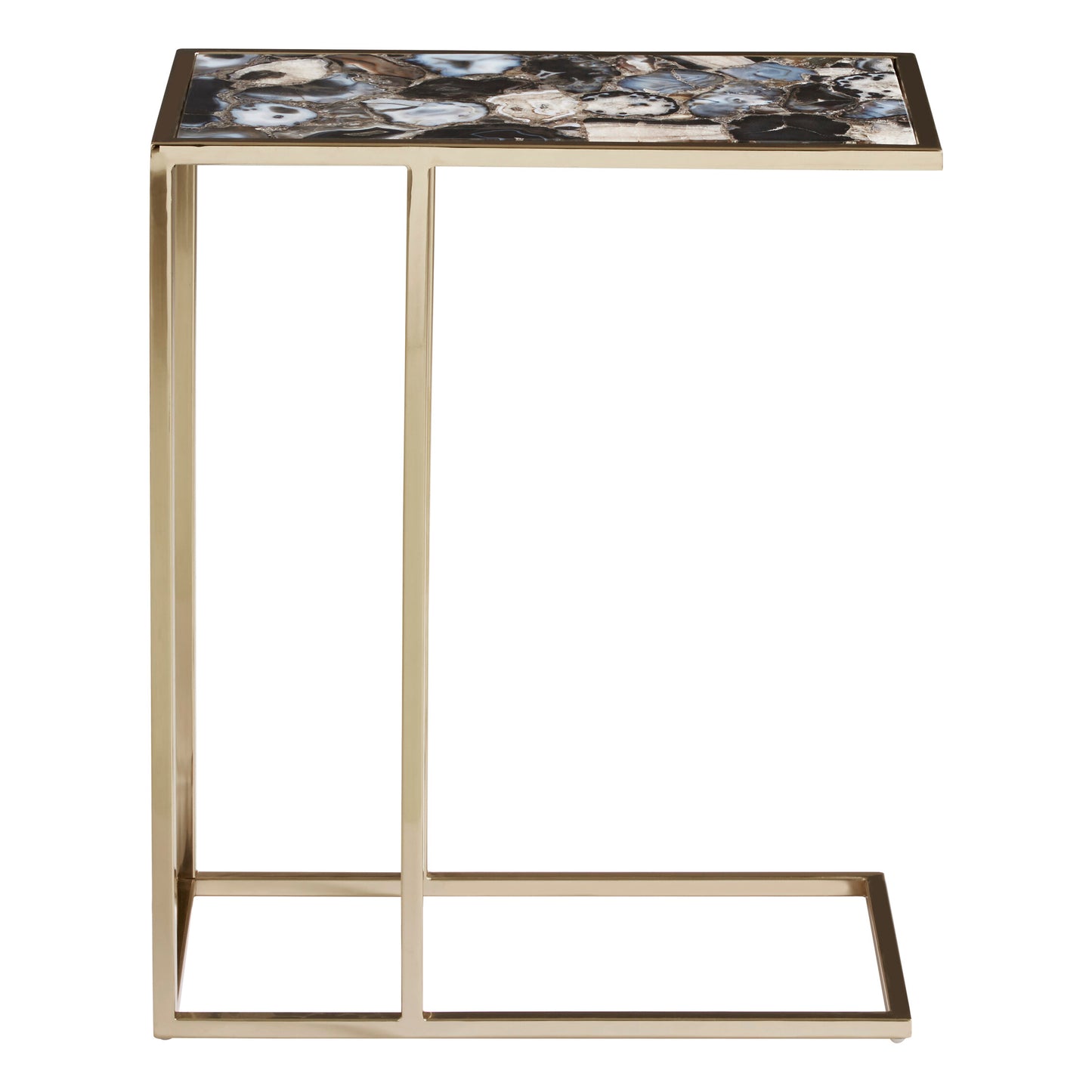 Helena Industrial Black Agate and Gold Side Table