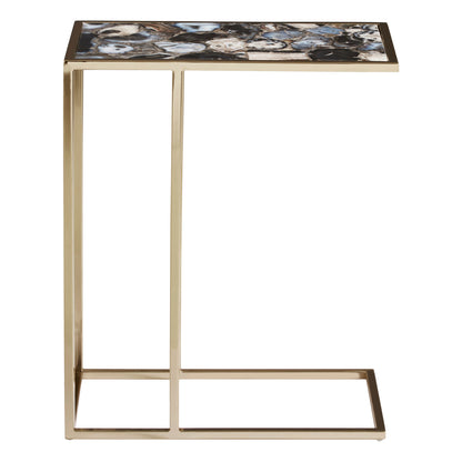 Helena Industrial Black Agate and Gold Side Table