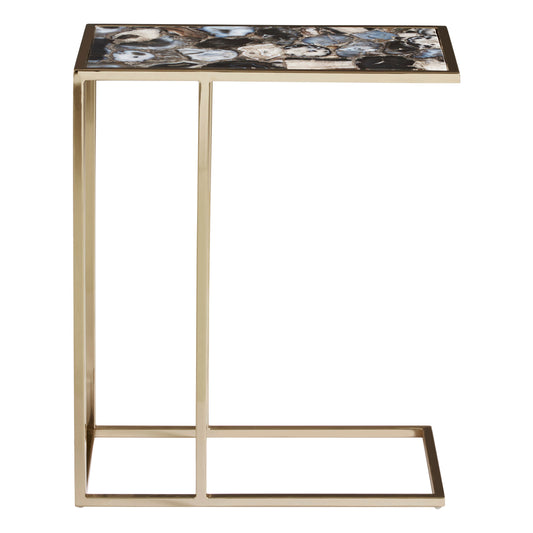 Helena Industrial Black Agate and Gold Side Table