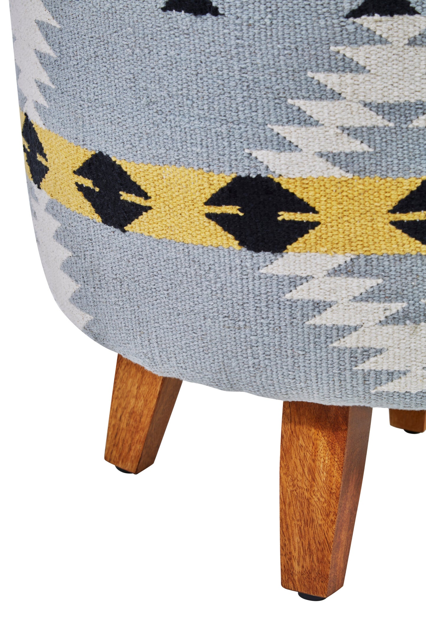 Azteca Kilim Mango Wood Round Footstool