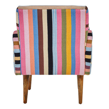 Azteca Multicolour Kilim Mango Wood Armchair | Bali & Blue