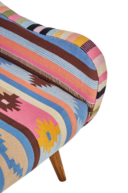 Azteca Multicolour Kilim Mango Wood Armchair