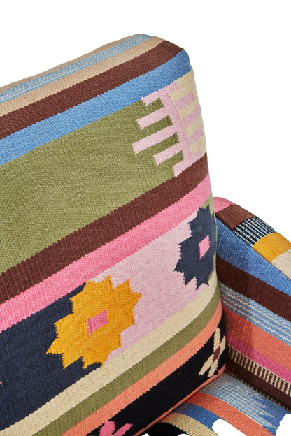 Azteca Multicolour Kilim Mango Wood Armchair