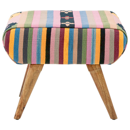 Azteca Multicolour Kilim Mango Wood Footstool